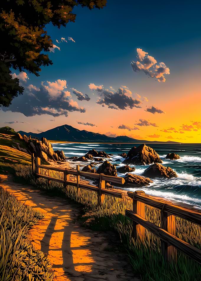 Coastal Path beach at Sunset
