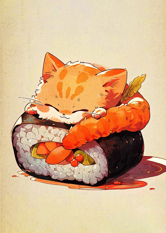 Cat Nap on Sushi Roll