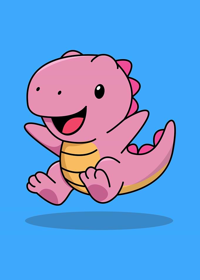 Cute Pink Dinosaur Cartoon Vector Illustration