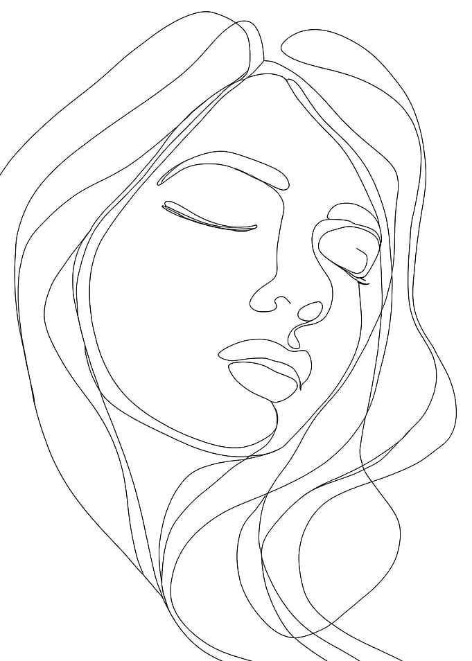 Fantasy Woman's Face Minimalist Line Art