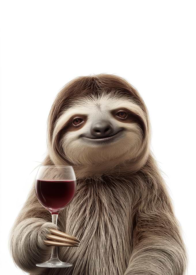 Sloth with Wine Glass