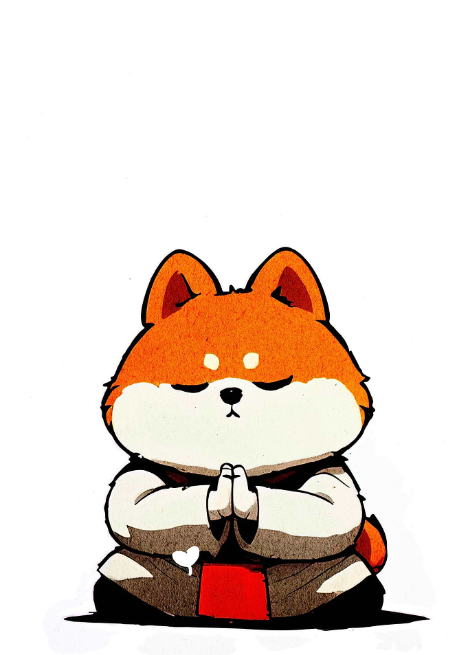 Meditating Shiba Inu Cartoon