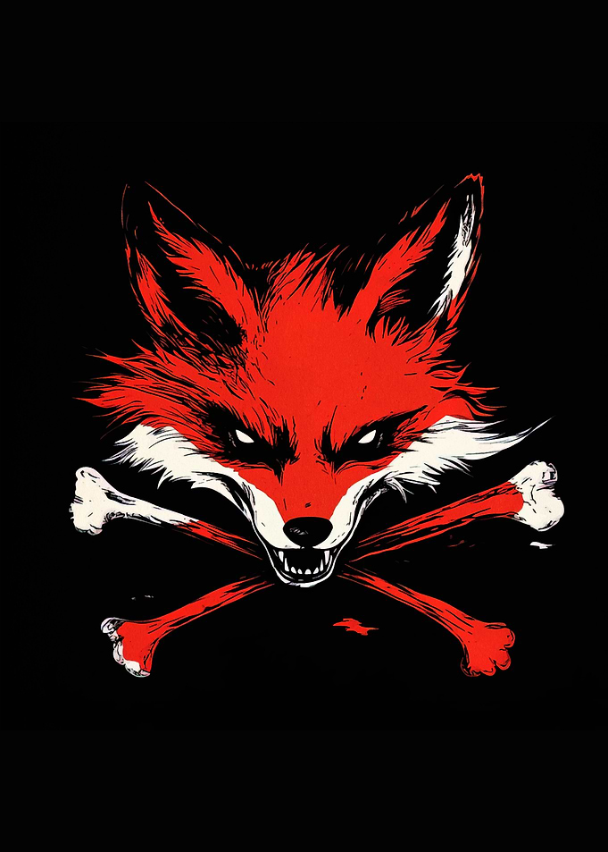 Red Fox Skull and Crossbones