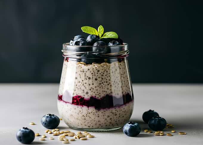 Chia Seed Pudding with Blueberries