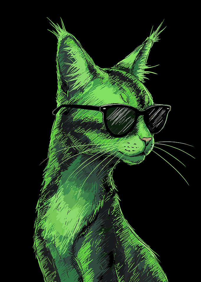 Cool Green Cat with Sunglasses