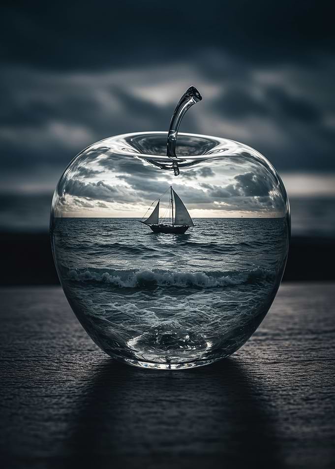 Ocean in Apple: Glass Art