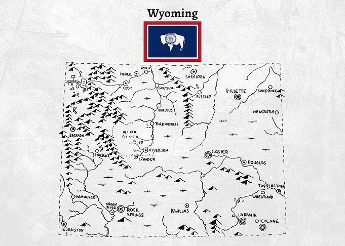 Hand Drawn Map of Wyoming