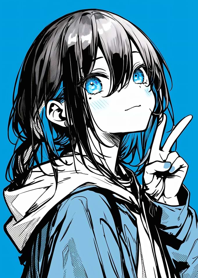 Anime Girl with Peace Sign