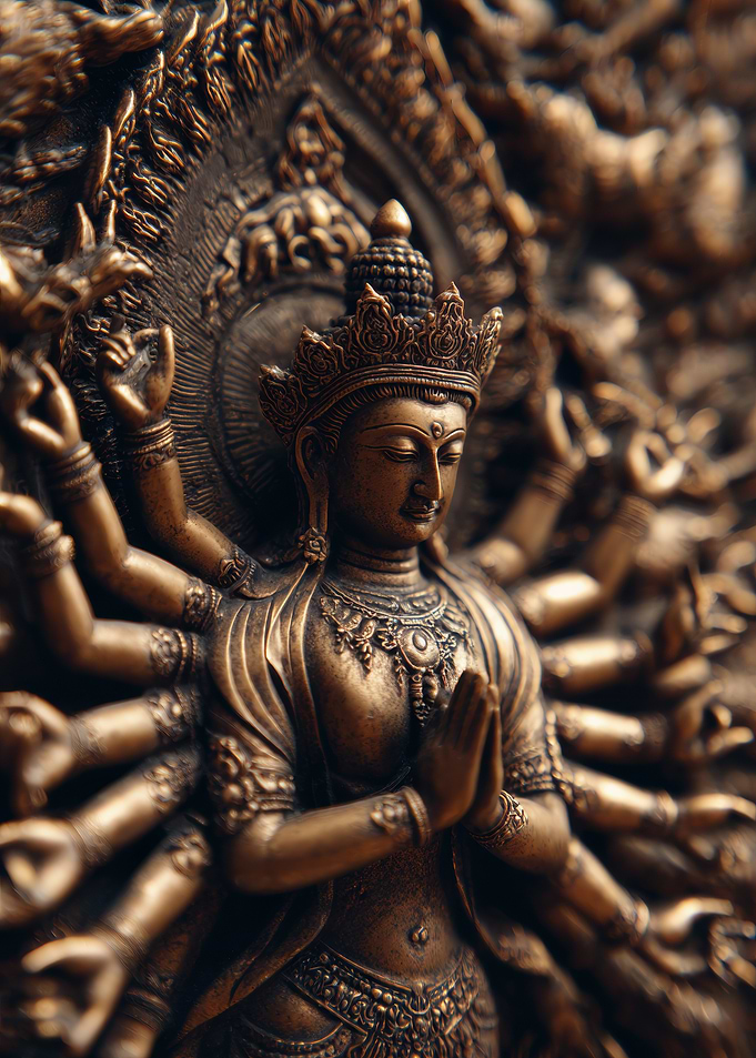 Golden Buddha Statue with Multiple Arms