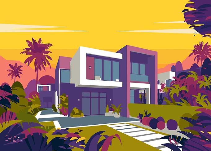 Modern House with Tropical Landscape