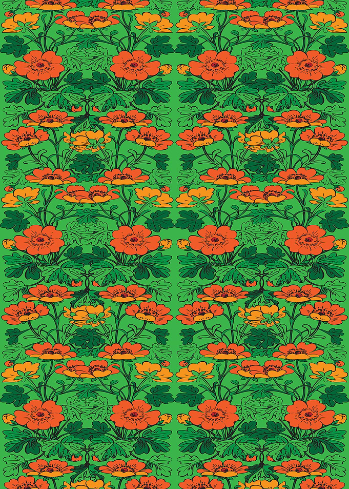 Floral Pattern with Orange and Yellow Flowers