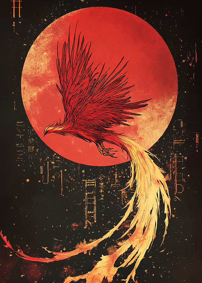 Phoenix Rising Red Moon