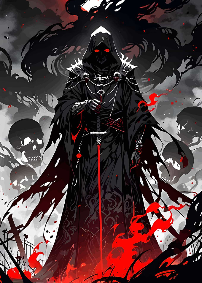 Grim Reaper with Sword in Graveyard