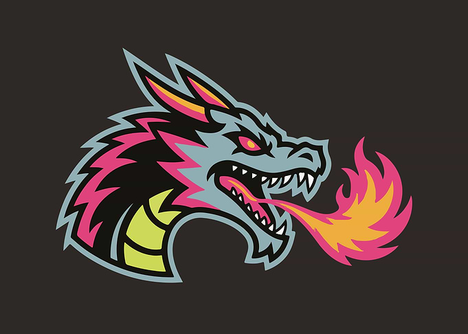 Dragon Head Logo with Fire