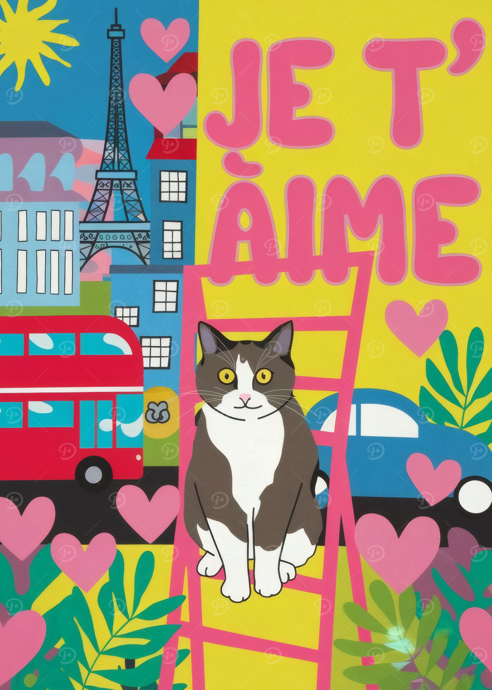 Je T'aime Cat Pop Art