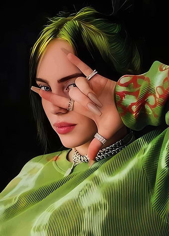 Billie Eilish Portrait with Green Hair