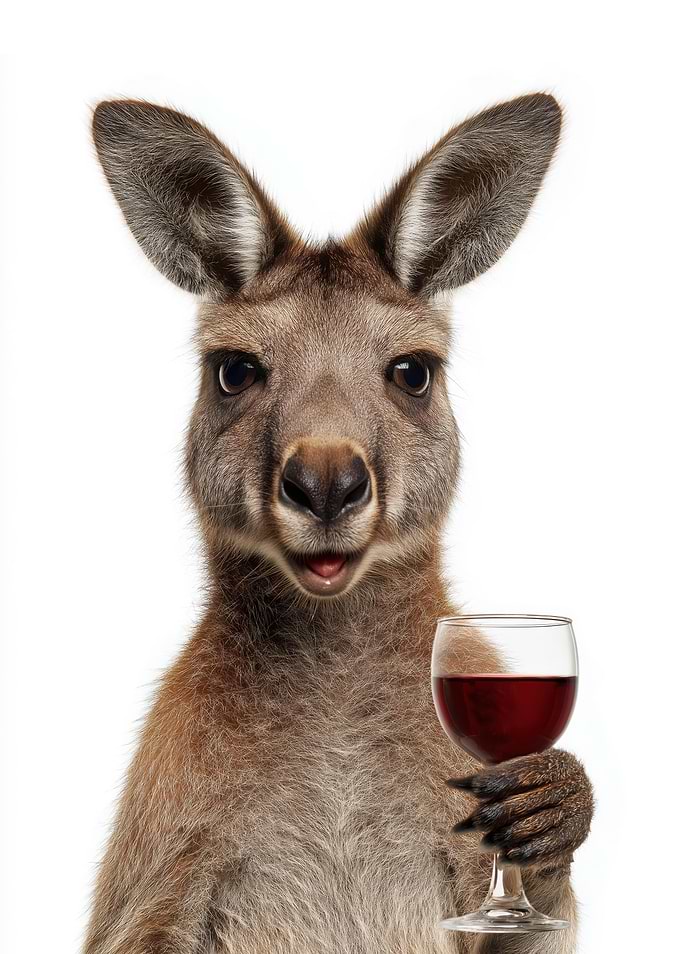 Kangaroo with Wine Glass