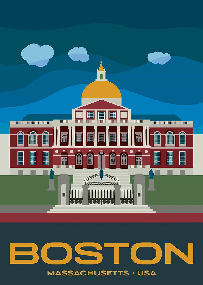 Boston Massachusetts Travel Poster