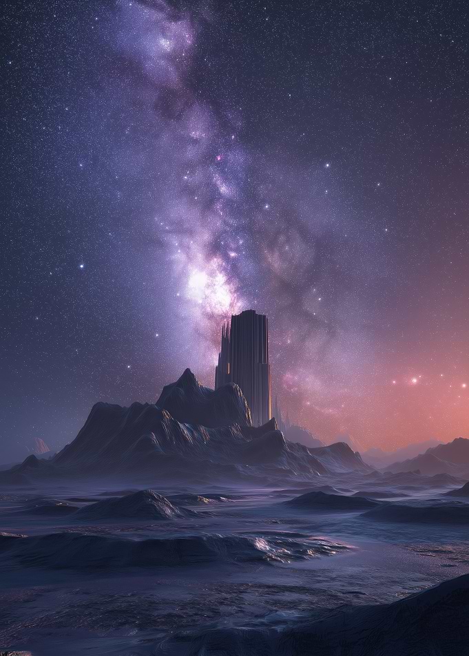Fantasy Castle Under Milky Way