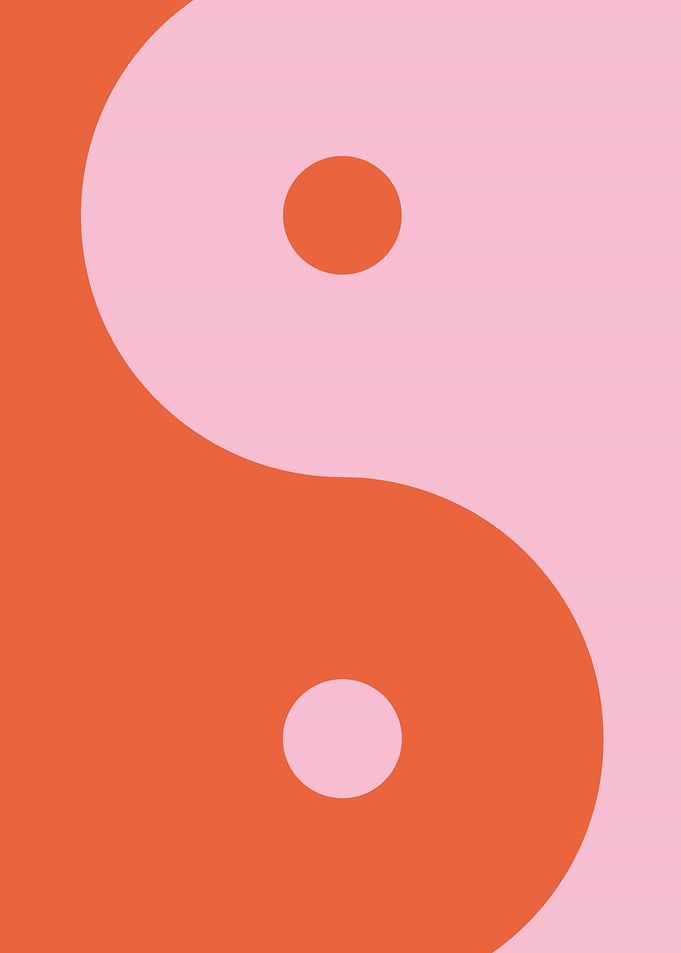 Pink and Orange Yin Yang Symbol
