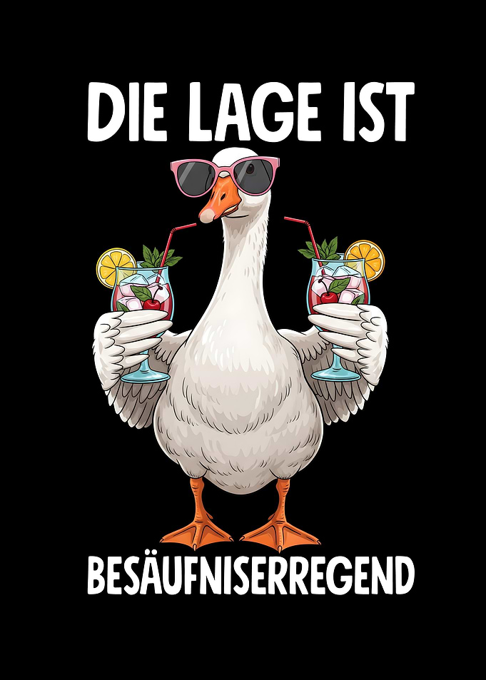 Funny Goose with Cocktails and Sunglasses