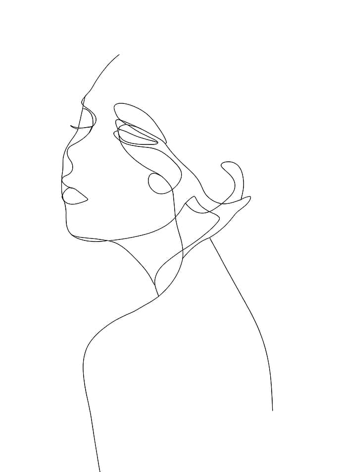Minimalist Line Art Woman Portrait