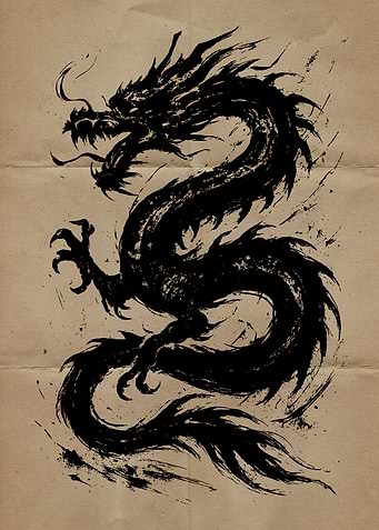 Dragon's Fury Ink Illustration