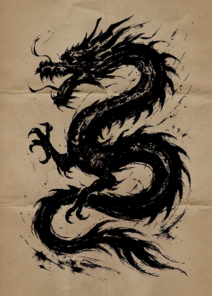 Dragon's Fury Ink Illustration