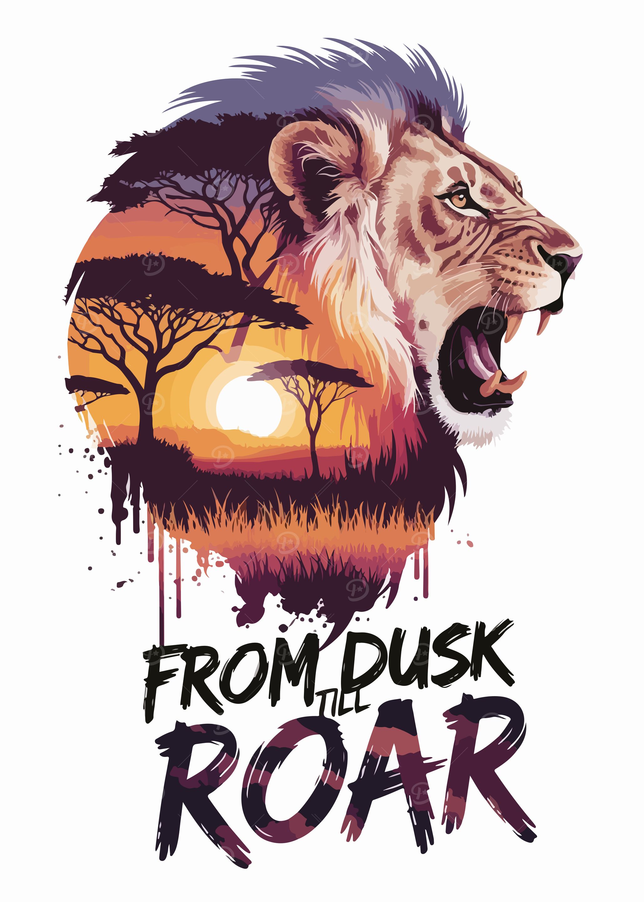 Lion Roar Dusk Graphic Art