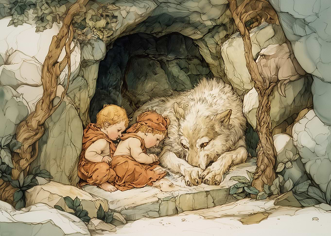 Romulus and Remus with She-Wolf