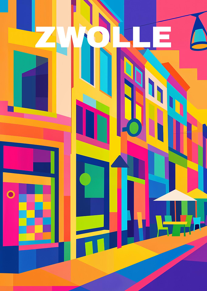 Zwolle Cityscape Colorful Pop Art