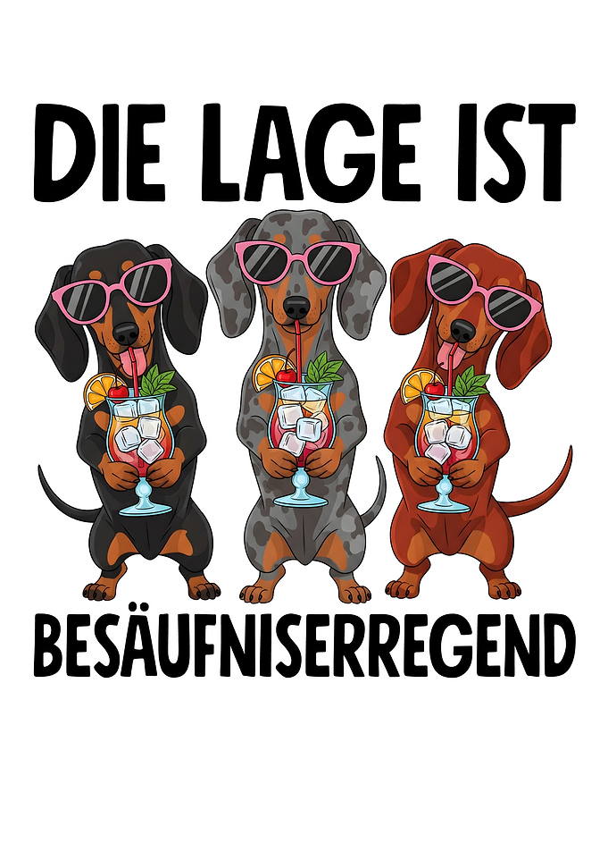 Dachshunds with Cocktails - 'Die Lage Ist'