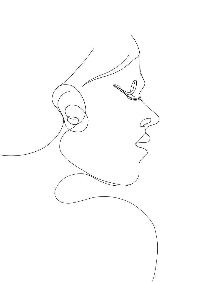 Minimalist Woman Face Portrait Line Art