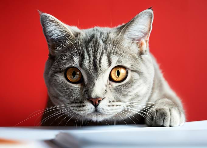 Gray Tabby Cat with Amber Eyes