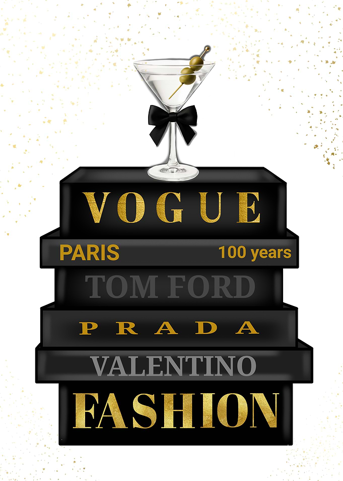 Fashion Books and Martini Illustration