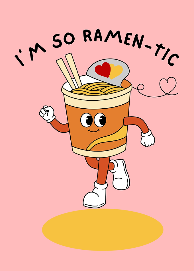 Ramen-tic Cartoon Food Illustration