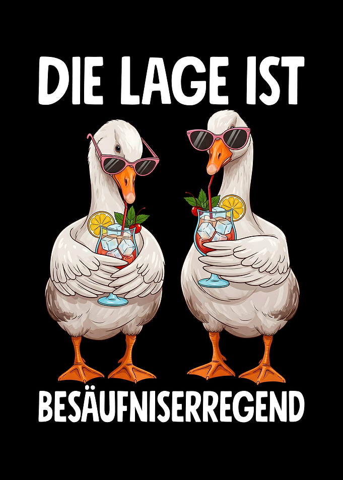 Funny Geese with Cocktails and Sunglasses