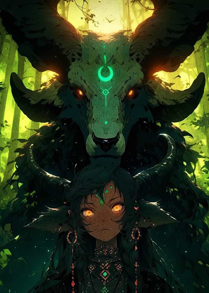 Forest Guardian with Horned Beast