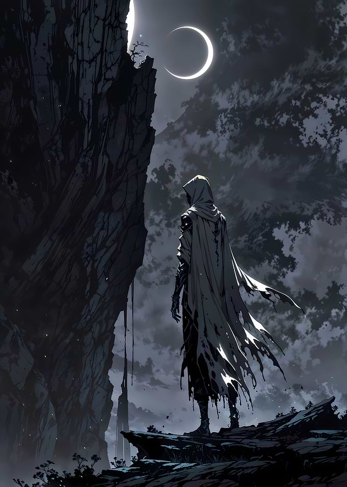 Moonlit Cliff Wanderer
