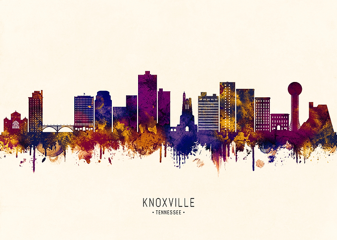 Knoxville Tennessee Skyline Watercolor Art