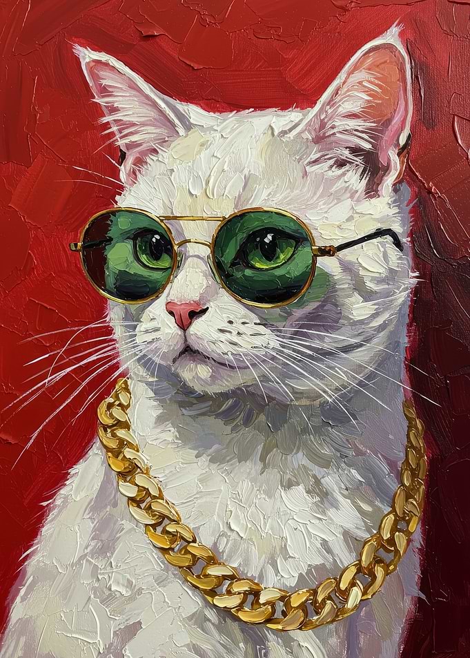 Cool Cat with Sunglasses and Chain