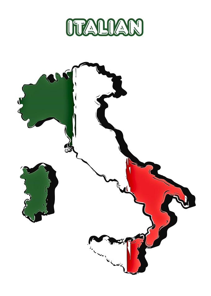 Italian Map with Flag Colors