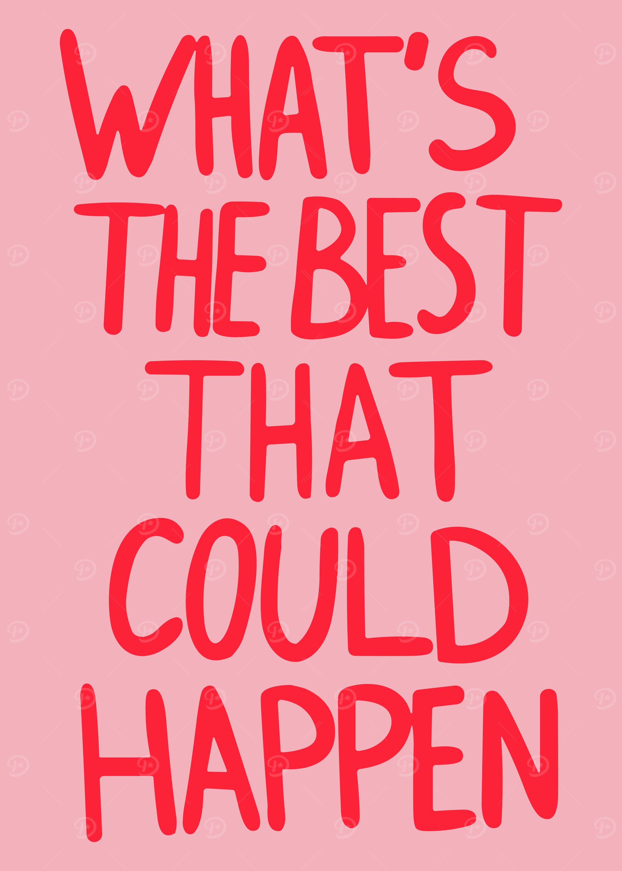 Optimistic Red Text on Pink Background