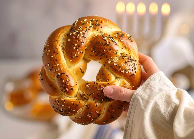 Challah Bread Ring with Sesame Seeds
