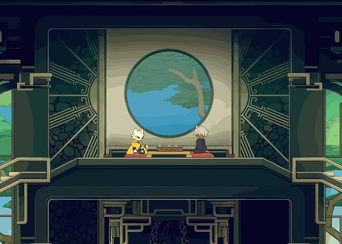 Pixel Art Game Scene with Characters
