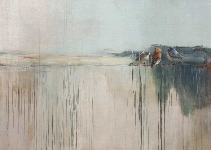 Three Birds on a Wire Painting