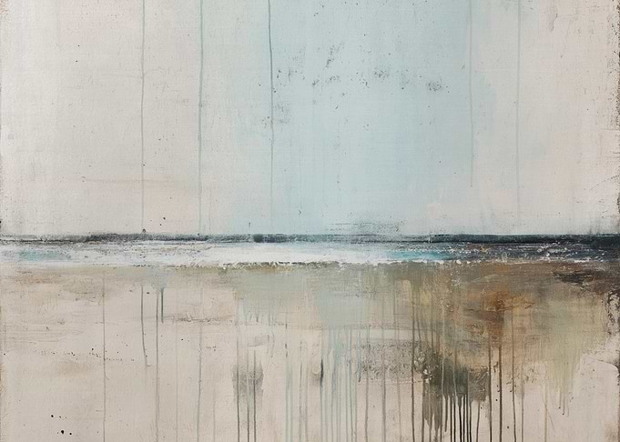 Abstract Seascape Painting with Neutral Tones