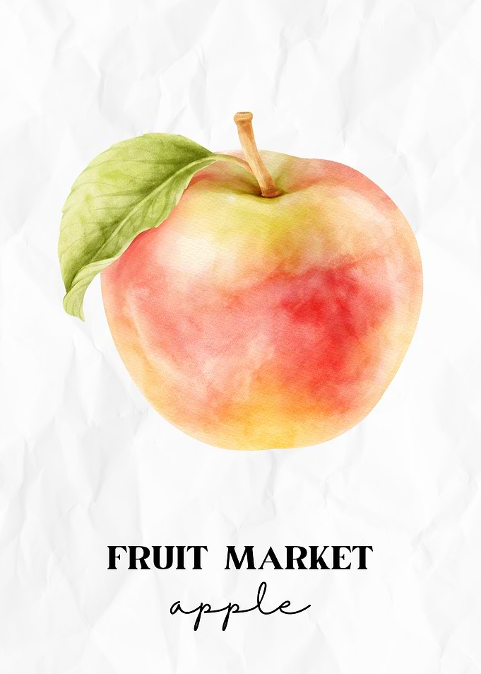 Watercolor Apple Fruit Market