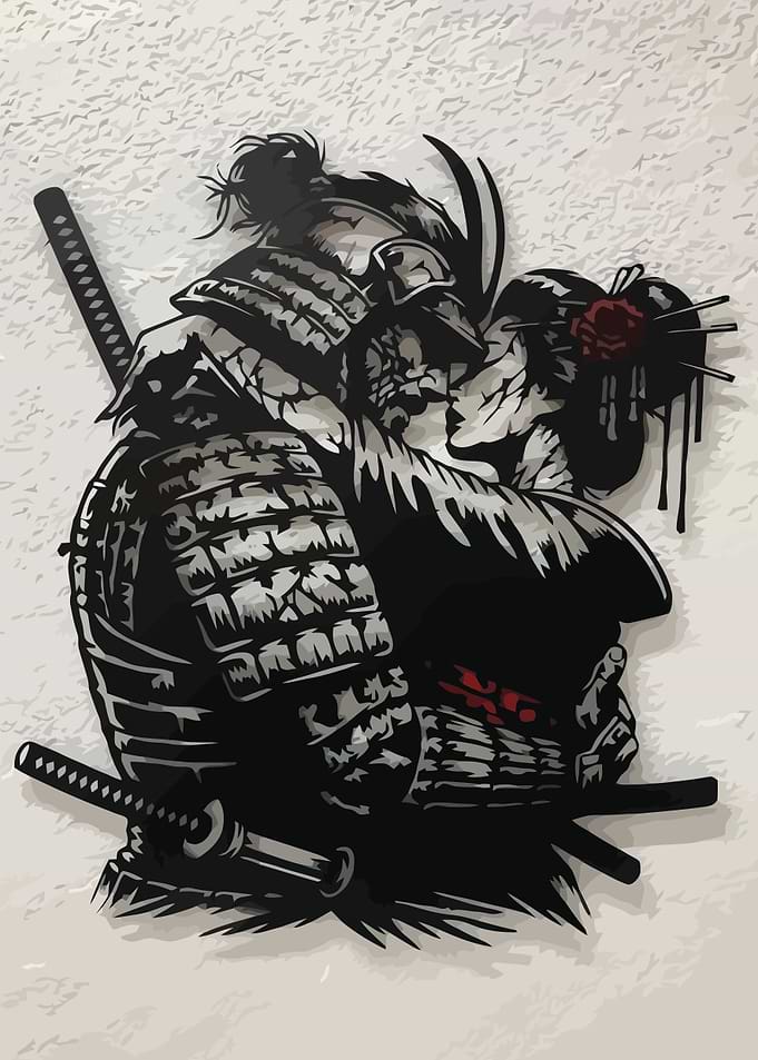Samurai and Geisha Silhouette Art
