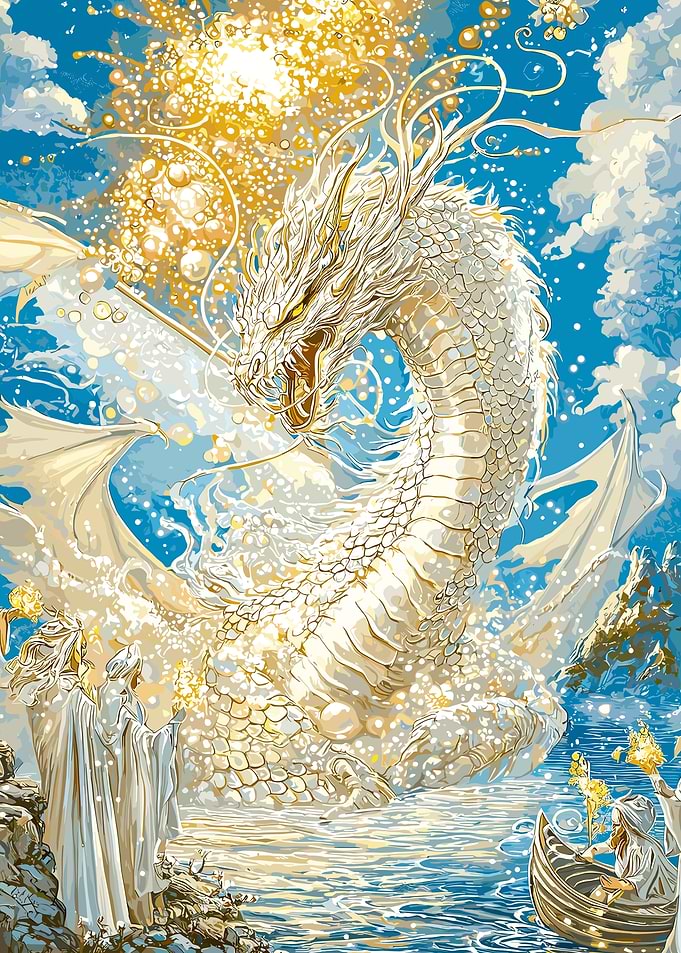 Majestic White Dragon Fantasy
